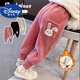 迪士尼上新女童褲子春秋寶寶休閑薄絨保暖兒童外穿運動(dòng)褲潮 兔子02粉-加絨保暖【薄絨】 100 建議身高85-95