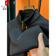 皮爾卡丹（pierre cardin）加絨加厚衛衣男立領(lǐng)秋冬季中年男士長(cháng)袖t恤半高領(lǐng)男裝拉鏈上衣 黑色3902 165/M