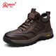 強人3515男鞋全羊毛防寒鞋冬季高幫保暖棉皮鞋加絨加厚戶(hù)外登山鞋 深棕色 加絨 40