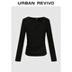 UR2026春季新款女氣質(zhì)褶皺短款修身長(cháng)袖T恤UWH450110+ 黑色 M