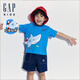 蓋璞男幼童夏季純棉立體鯊魚(yú)印花短袖T恤兒童裝上衣465402 藍色 110cm(4-5歲) 亞洲尺碼