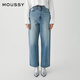 moussy【熱銷爆款】 經(jīng)典高腰水洗直筒休閑牛仔褲028HAS11-2391 110藍(lán)色 M