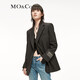 MO&Co.西裝學(xué)院風(fēng)泰迪熊織嘜綿羊毛精紡中性墊肩廓形外套摩安珂 黑色 S