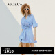 MO&Co.Acler设计师联名系列捏褶条纹衬衫连衣裙气质高端设计感裙子女 蓝白条色 M/165