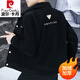 皮爾卡丹（pierre cardin）夾克男士春秋季外套2025新款燈芯絨上衣加厚短款上衣翻領男裝修身 黑色（加厚） 加絨 XL 建議120-135斤