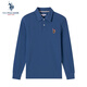 U.S. POLO ASSN.polo衫男翻領(lǐng)秋季商務(wù)休閑長(cháng)袖上衣爸爸裝t恤 寶藍色 XL 