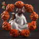 聚財(cái)橄欖核手串手工雕刻八方來財(cái)八大財(cái)神橄欖胡核雕文玩把件手鏈 17*23mm