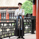 尤克達(dá)蒂原創(chuàng)漢服男古裝大碼武俠風(fēng)公子俠客書(shū)生帥氣飄逸學(xué)生日常漢服全套 米白黑套裝(上衣+下裙含腰帶） M