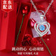 妖嬈貓跳動(dòng)的心S925純銀項鏈女士吊墜生日七夕情人節禮物送女友女生實(shí)用 一支玫瑰花禮盒+永恒之心-藍色