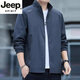 JEEP SPIRIT立領(lǐng)夾克男春秋季新款休閑時尚薄款夏季外套運動茄克衫新品 深灰(春秋款) XL