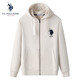U.S. POLO ASSN.保羅衛衣男秋冬開(kāi)衫連帽外套情侶款保暖長(cháng)袖T恤上衣 米白 XL 175（135-145斤左右）