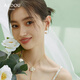 AJIDOU阿吉豆耳環(huán)女珍珠耳環(huán)珍珠吊墜花卉日耳墜專柜同款耳釘耳飾 金色+米白色 整高2.5cm