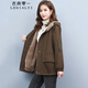 衣典零一（LEDIALYI）加絨加厚派克服棉服女2024秋冬季女裝新款中年小個(gè)子棉衣棉襖外套 咖啡色 XL【推薦132-142斤】