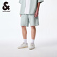 杰克·瓊斯（JACK&JONES）新款男士舒適彈力字母貼布休閑牛仔短褲男裝224343001 E42 中牛仔藍(lán) M （175)