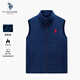 U.S. POLO ASSN.馬甲男抓絨搖粒絨秋冬立領(lǐng)無袖背心男裝外套 藏藍(lán)色 XL 