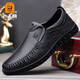 老人頭男鞋春夏新款高檔頭層牛皮手工縫線(xiàn)匠心制作軟底防滑耐磨爸爸皮鞋 黑色61030 43