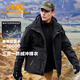 Jeep沖鋒衣男三合一外套戶外防風防水可拆卸抓絨衣登山服081品牌黑XL
