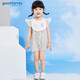 歌瑞家（greatfamily）兒童連體衣夏季女童裝寶寶哈衣小碎花全棉貢緞無袖連身衣樂友 花色 80cm