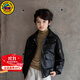 G.DUCKKIDS童裝男童皮衣外套秋季2025新款兒童衣服春秋款帥氣男孩夾克衫 黑色 100 尺碼2~3歲【 90-100cm】