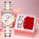 新款陶瓷手表女士防水超薄簡(jiǎn)約全自動(dòng)氣質(zhì)時(shí)尚高檔520情人節禮物 玫金單歷