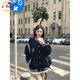 CTOX美式復古休閑風拼接棒球服女秋冬韓版寬松慵懶情侶寬松夾克外套潮 藏青色(款) 常規(guī) M 95-115斤