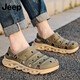 JEEP 吉普洞洞鞋男時(shí)尚韓版鏤空透氣簡(jiǎn)約不易滑沙灘鞋外穿軟底涼拖鞋P210MTX058軍綠41碼