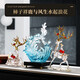pinyuefashion風(fēng)生水起入戶鑰匙收納玄關(guān)擺件中式高檔客廳家居裝飾喬遷新居禮品 風(fēng)生水起【漸變藍(lán)】+底座+如意鹿