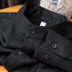 PRIDEME意式紳士風(fēng)法蘭絨料中山立領(lǐng)襯衫男長(cháng)袖修身冬季加厚款保暖襯衣男 BNS6645-黑色 XL