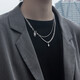 BJYL雙層項鏈男潮嘻哈男女士鎖骨鏈學(xué)生鏈子疊戴個(gè)性百搭網(wǎng)紅配飾男生 項鏈