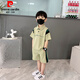 皮爾卡丹（pierre cardin）男童POLO衫兒童短袖套裝2025新款夏裝中小童休閑洋氣運動兩件套潮 綠色拼接套裝 140碼(適合131-140cm)