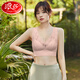 浪莎美背內衣女春夏法式固定杯可機洗蕾絲面美背無(wú)痕寬肩無(wú)感立體裹胸 粉色 適合體重85-120斤