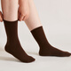 NITORI宜得利家居 個(gè)性百搭透氣吸汗簡(jiǎn)約純色編織花紋襪子女士中筒襪 深棕 2雙