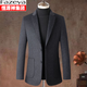 Fazeya恒源祥集團純羊毛西服男秋冬商務(wù)休閑新款毛呢西裝外套單西上衣 灰色（100%羊毛） 2XL (185)（建議160-175斤）