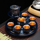 康樂(lè)品景德鎮(zhèn)鎏銀功夫茶具套裝陶瓷石磨自動(dòng)茶具時(shí)來(lái)運(yùn)轉(zhuǎn)復(fù)古懶人泡茶器 鎏銀晚香玉花自動(dòng)茶具+晚香茶盤(pán)