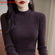 LOVER RUCCI柔軟親膚~100%純棉半高領(lǐng)毛衣秋冬女加厚內搭修身顯瘦針織打底衫 咖啡色 XXL