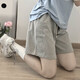 薩姆依   字母休閑少女感運動(dòng)短褲女學(xué)生夏季薄款2021年新品學(xué)生高腰寬松顯瘦抽繩百搭闊腿五分褲中褲 灰色 XL