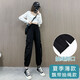馬迪安黑色工裝褲女寬松直筒春秋夏季高腰顯瘦闊腿速干小個(gè)子運動(dòng)休閑褲 【夏季薄款】-飄帶抽繩款 M 【適合96斤到105斤】