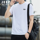 JEEP SPIRIT短袖t恤男夏季新款圓領(lǐng)冰絲免燙打底衫男百搭運(yùn)動(dòng)大碼半袖上衣男 白色（單件） XL （125-140斤）