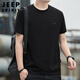 JEEP SPIRIT吉普T恤男夏季圓領(lǐng)涼感短袖男士休閑刺繡上衣服男裝 黑色 XL
