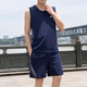 麥卡瑪 高端品牌純棉背心男士籃球服運動(dòng)服無(wú)袖t恤一套夏季男裝短褲短袖跑步鍛煉休閑透氣運動(dòng)套裝兩件套 9131寶藍(棉) XXL/重120-140