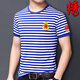 戰友八一聚會(huì )?；晟蓝绦銽恤男士刺繡國旗半袖夏季軍迷紀念海軍衫 藍色袖子藍白旗 5XL碼 適合185-215斤