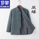 羅蒙（ROMON）中國風(fēng)唐裝棉襖男中老年棉麻棉衣冬季加厚外套居士服漢服盤(pán)扣夾棉 灰綠色 180/2XL