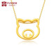 FUSSEM 999足金黃金吊墜女金豬項鏈十二生肖小金豬本命年鎖骨鏈新款首飾 鏤空豬吊墜小款【贈金色項鏈】0.8g