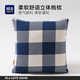 海瀾之家（HLA）抱枕簡(jiǎn)約沙發(fā)靠墊全棉面料家用客廳辦公室靠背汽車靠枕抱枕四季常 條格--藍(lán)白大格
