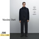 Massimo Dutti折扣升級2025男裝簡約高級感皮革衣領棉質夾克外套03483518 藏青色 L 尺碼偏小