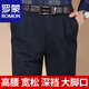 羅蒙（ROMON）爸爸褲子春秋高腰深襠中老年男士休閑褲純棉雙褶寬松老人加厚男褲 藏青色【春秋款】 38 腰圍2尺9