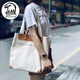 BOYCLN 女士單肩帆布包 簡(jiǎn)約A4通勤托特包 日系大容量輕便購物袋手提包  米白色