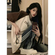 薩姆依歐美高街hiphop純棉正肩短袖T恤女夏ins國潮美式復古寬松半袖上衣 棕色拼卡其【純棉】 XL
