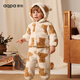 aqpa冬季男女寶寶仿羊羔絨套裝嬰兒分體外出保暖加厚上衣褲子 小熊盟主 110cm