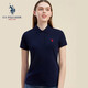 U.S. POLO ASSN.US保羅T恤女夏季新款時尚減齡翻領(lǐng)短袖女運動休閑POLO衫 藏青009 S 160/84A